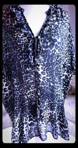 Leopard Print Button Down Black Short Sleeve 1X